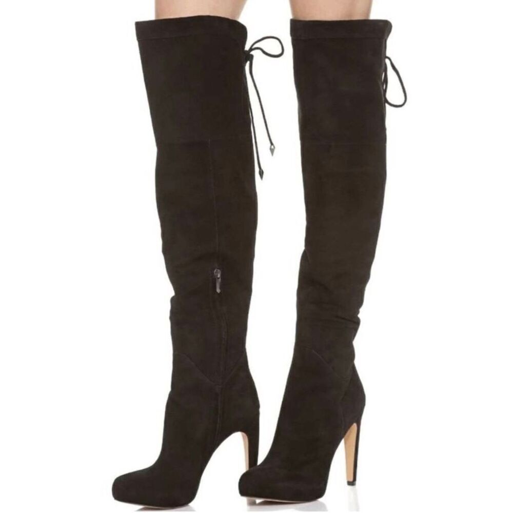 SAM EDELMAN Kayla Black Suede Over The Knee Boot Size 8M